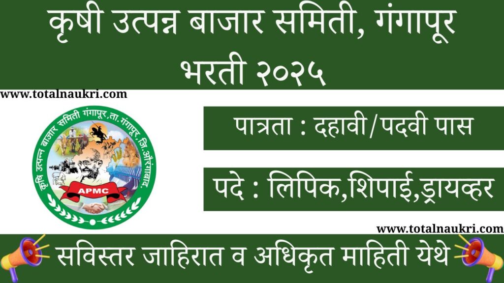 Krushi Utpanna Bazar Samiti Gangapur Bharti 2025