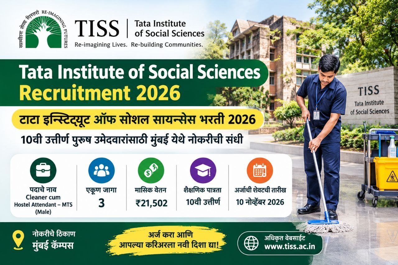 Tata Institute of Social Sciences Recruitment 2026 Cleaner cum Hostel Attendant MTS Bharti Mumbai