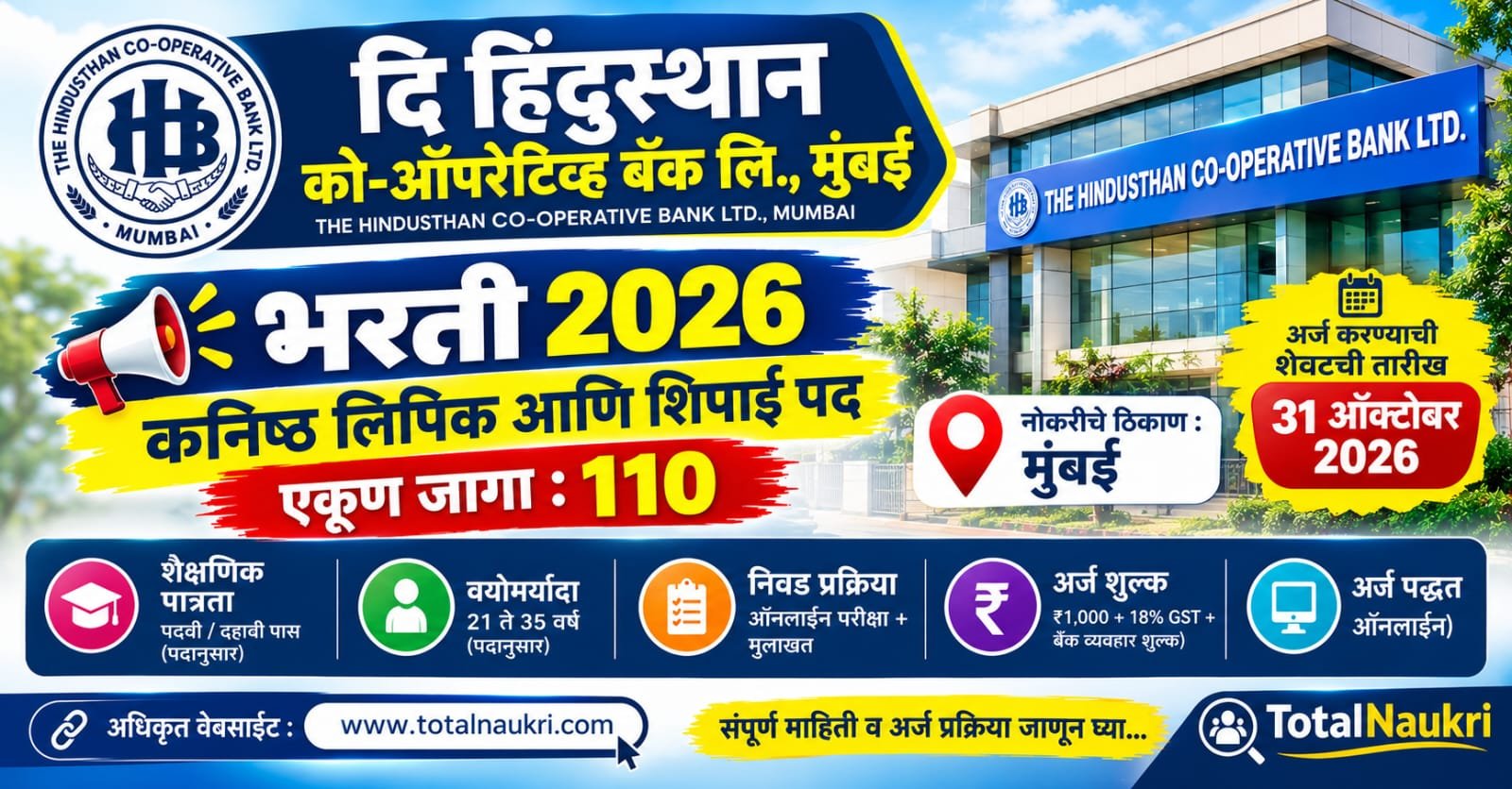 Hindusthan Co-Op Bank Bharti 2026 feature image
